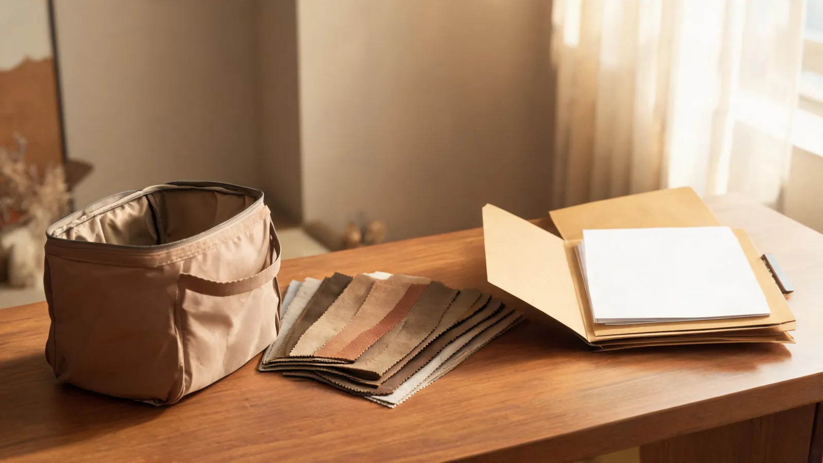 Cooler bag sample and evidence folder in a buyer review workspace