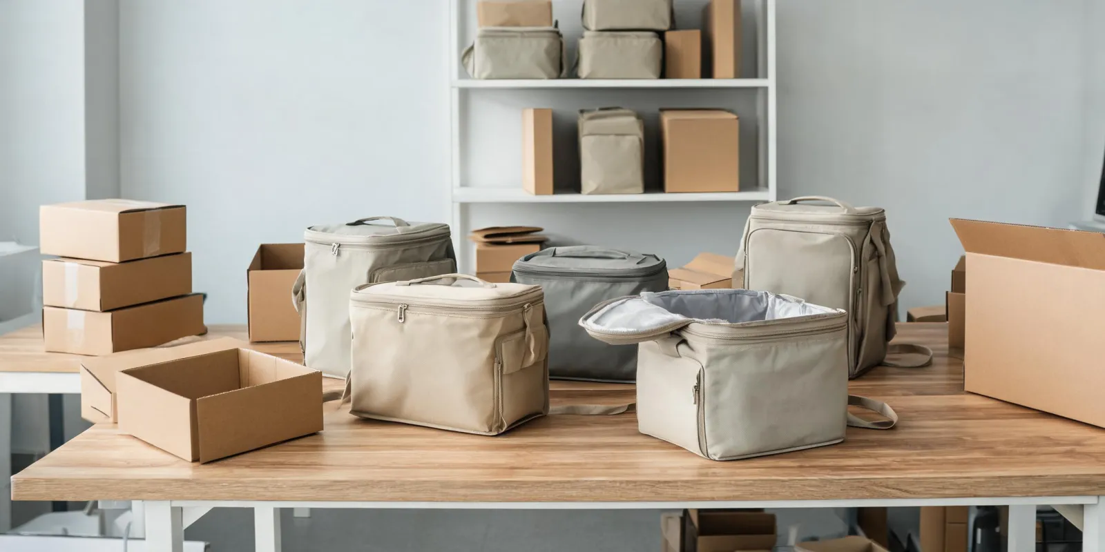 Packed cooler bag samples ready for a scope review